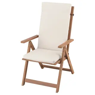 NÄMMARÖ reclining chair, outdoor, light brown stained/Frösön/Duvholmen beige, Width 60 x Depth 71 x Height 107 cm
