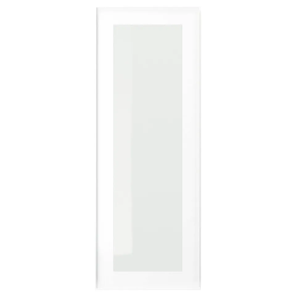 HEJSTA: white glass cabinet door, modern, rectangular.