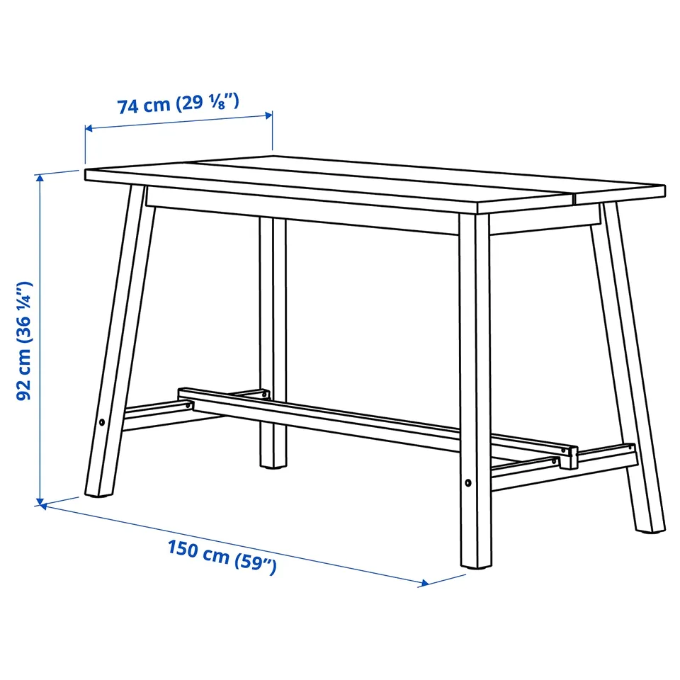 Illustration with measurements for the product: SKOGSTA.