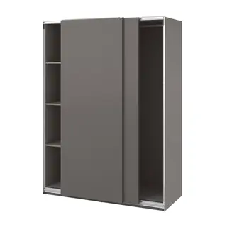PAX / HASVIK wardrobe, dark grey/dark grey, Width 150 x Depth 66 x Height 201.2 cm