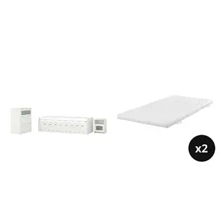 BRIMNES/ÅNNFJÄLLET Bed with 8cm thick mattress, coir, foam, super firm, white + super firm/white, 80x200 cm
