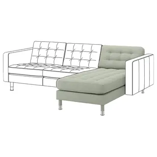 LANDSKRONA chaise longue, add-on unit, Gunnared light green/metal, Width 78 x Depth 158 x Height 78 cm