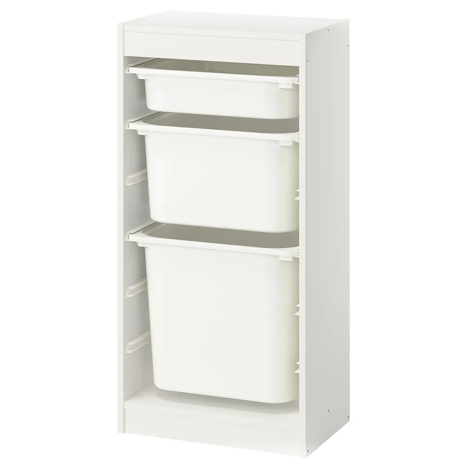 TROFAST Storage combination with boxes, white/white, 46x30x95 cm