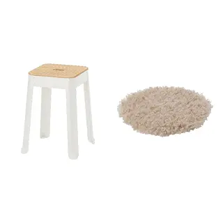 MADONNALILJA/TRÄNNÖ set: stool + chair pad, white/pine + beige, Depth 33 x Height 45 x Width 33 cm