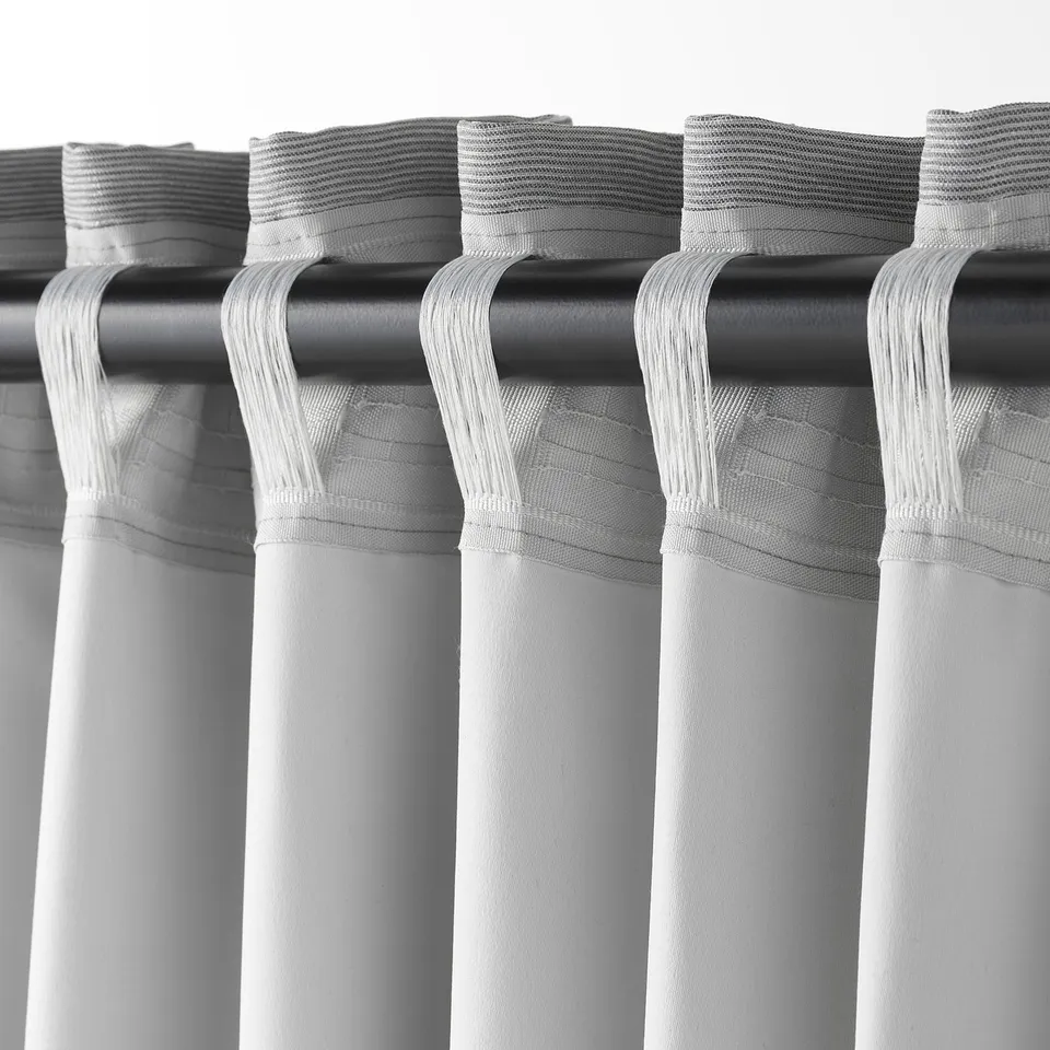 Curtain header detail with tabs for various mounting options.