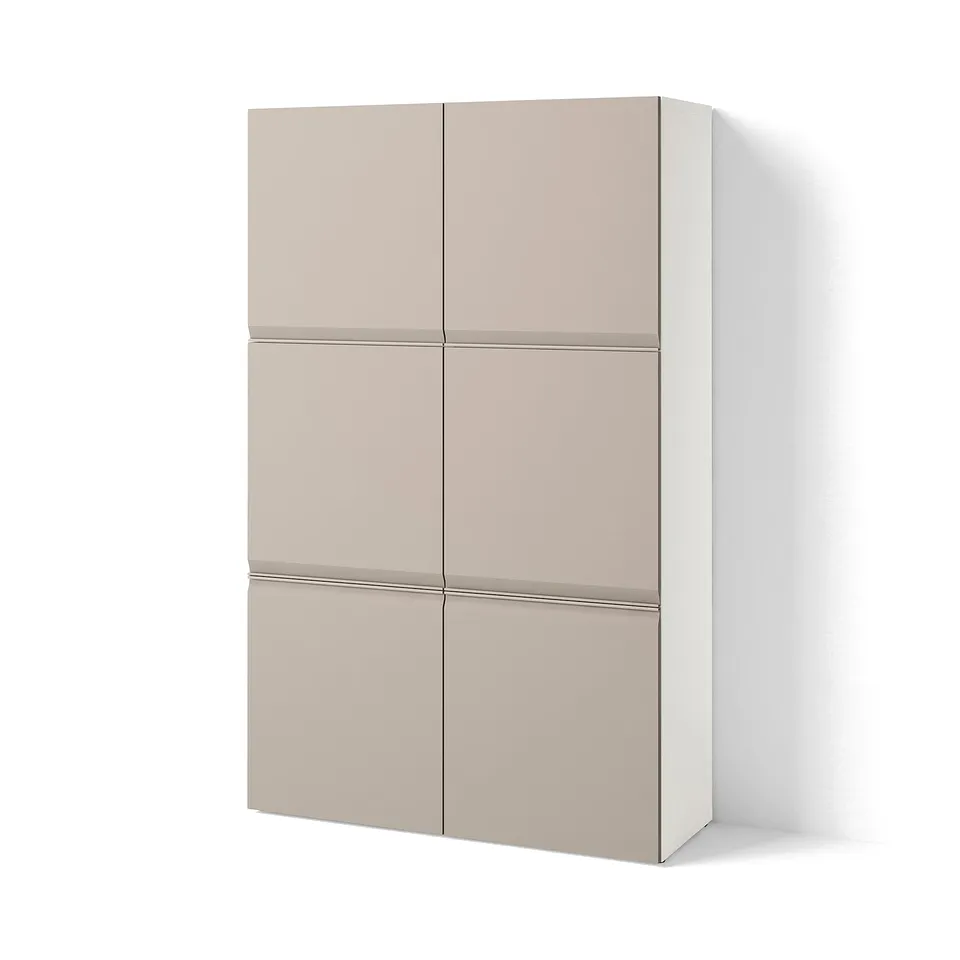 BESTÅ Storage combination with doors, white Hammarsmed/beige, 120x42x193 cm