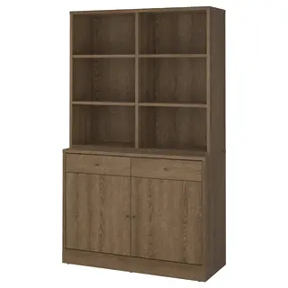 TONSTAD storage combination, brown stained oak veneer, 121x47x201 cm
