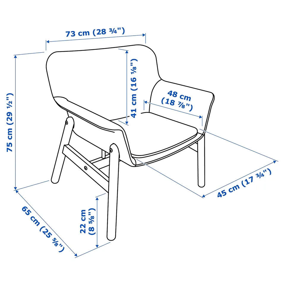Illustration with measurements for the product: VEDBO.