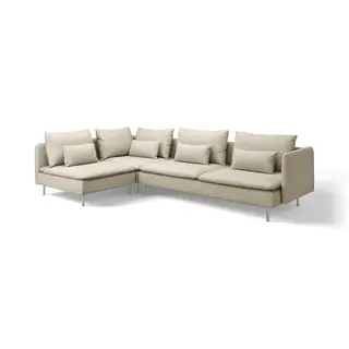 SÖDERHAMN corner sofa, 4-seat, with open end/Fridtuna light beige, Depth 99 cm