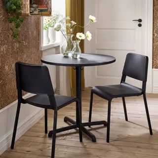 STENSELE/TEODORES set: table + chair x2, anthracite/anthracite + black, 70 cm
