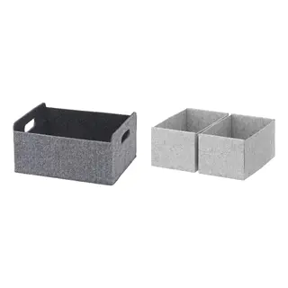 BESTÅ/KOMPLEMENT set: box x2, grey + light grey, Width 25 x Depth 31 x Height 15.0 cm