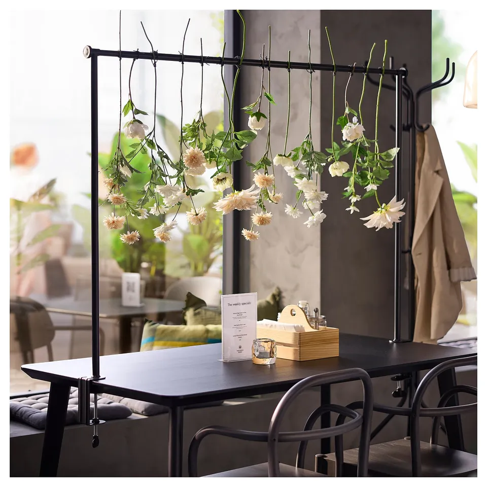 HELGEÖ Decorating rod for table, black adjustable/outdoor indoor, 115/235x116 cm