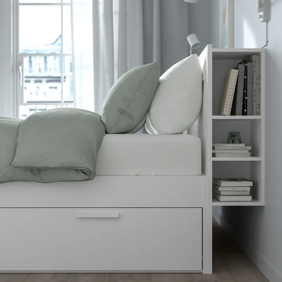 part: BRIMNES bed frame w storage and headboard