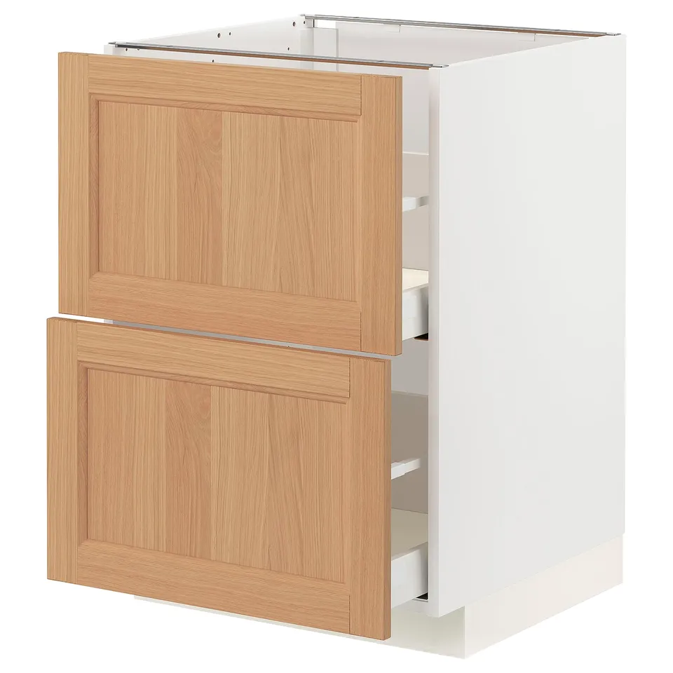 METOD kitchen cabinet, white & oak, square, modern design.