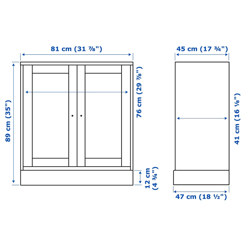 Illustration with measurements for the product: HAVSTA.