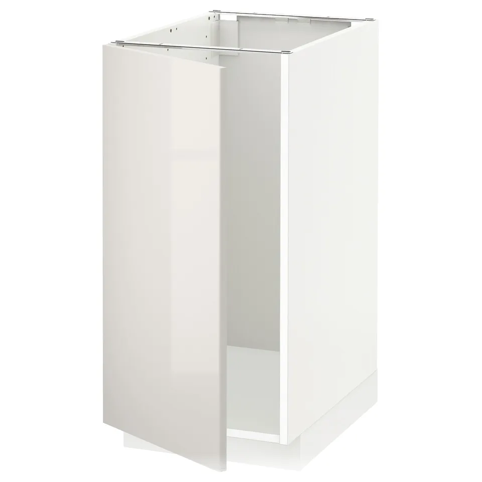 White METOD cabinet, glossy finish, rectangular, with snap-on hinges.