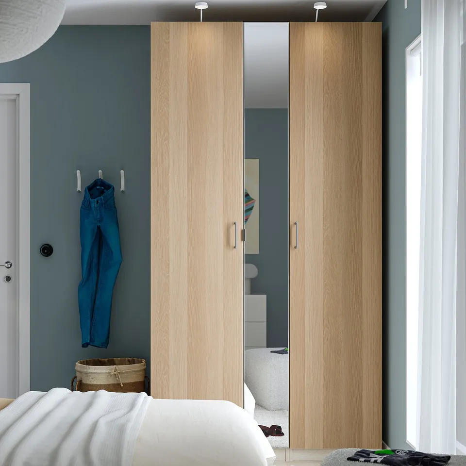 PAX / FORSAND/ÅHEIM Wardrobe combination, white white/mirror glass, 125x60x236 cm