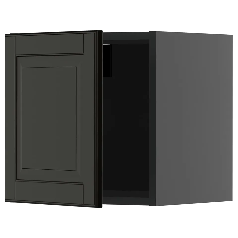 METOD kitchen cabinet in dark grey with bevelled edges.