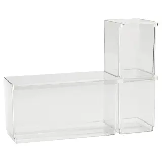 KLIPPKAKTUS storage box for fridge, set of 3, transparent