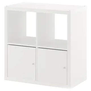 KALLAX shelving unit with doors, white, 77x77 cm