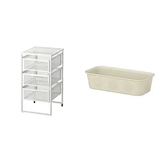 LENNART /NOJIG set: drawer unit + organiser, white + plastic/beige, Width 30 x Depth 34 x Height 56 cm