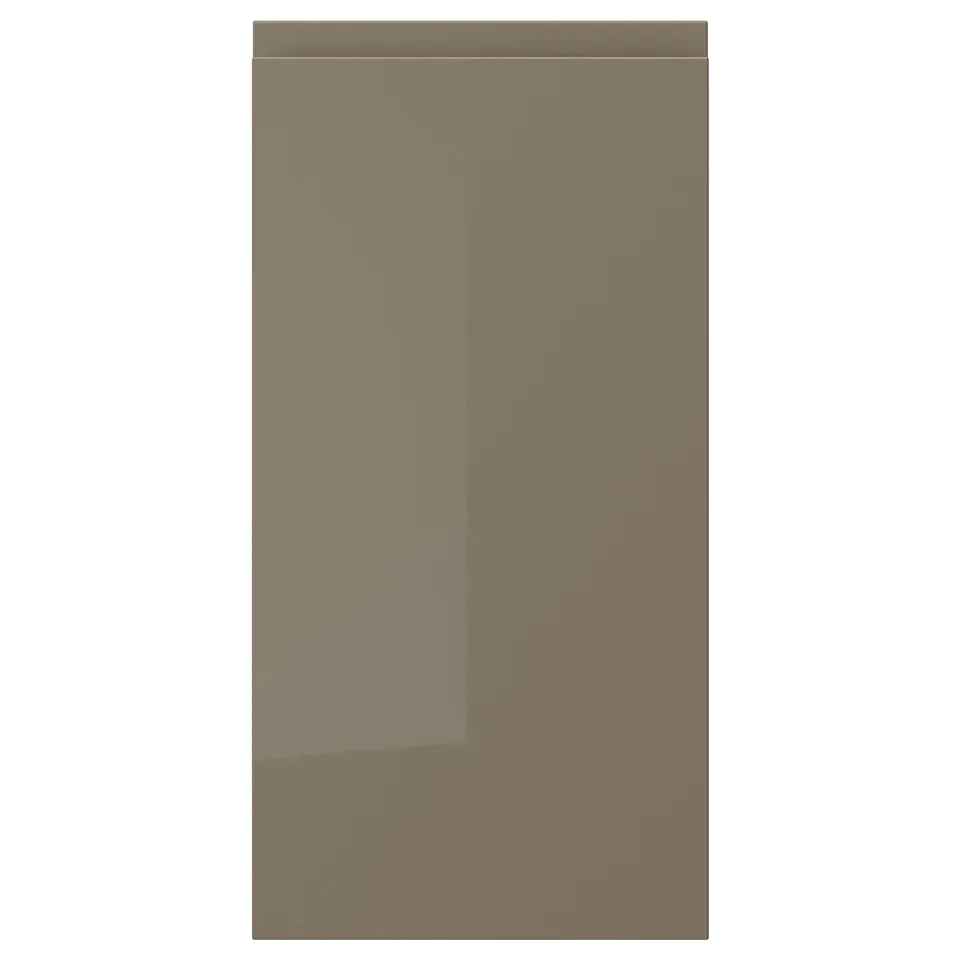 VOXTORP door, high-gloss dark grey-brown, sleek & modern. Rectangle shape with smooth finish. Integrated handle, minimalist design.