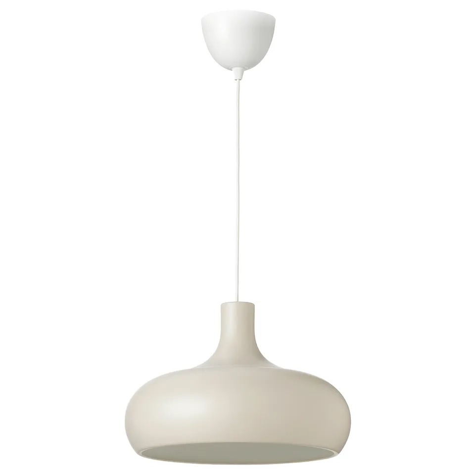 VÄXJÖ pendant lamp, cream, smooth aluminium, dome-shaped, classic design.