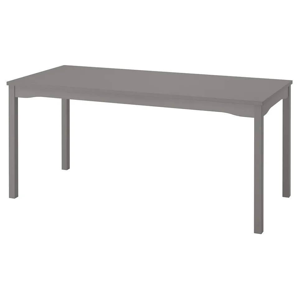 HAUGA rectangular dining table, grey, wood, four legs, simple, traditional design.