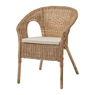 AGEN/NORNA set: chair + chair pad, rattan/bamboo + Laila natural, Width 58 x Depth 56 x Height 79 cm