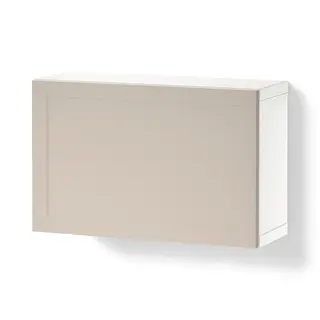 BESTÅ wall-mounted cabinet combination, white/Lappviken light grey/beige, 60x22x38 cm