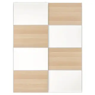 MEHAMN pair of sliding doors, double sided/white stained oak effect white, 150x201 cm