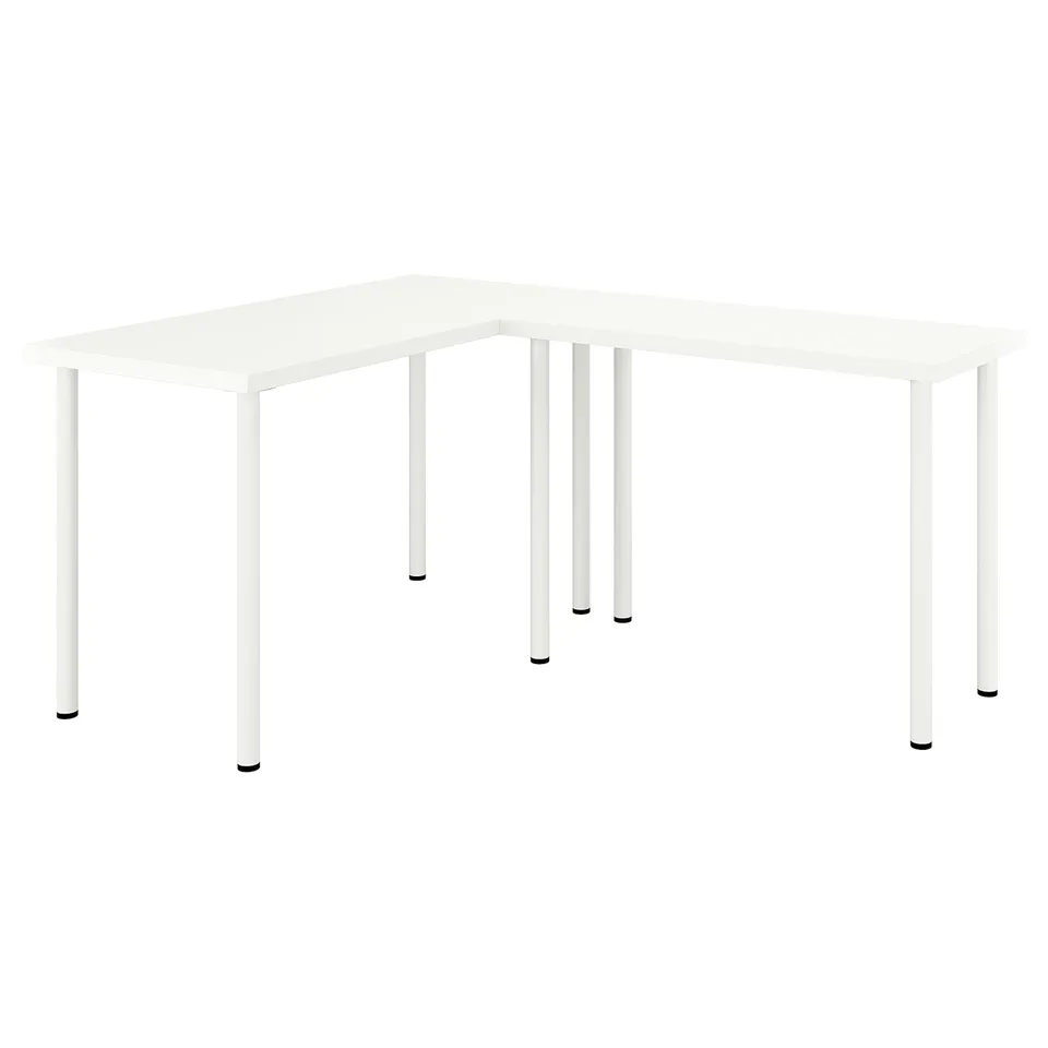 LAGKAPTEN / LINNMON L-shaped desk, white, 120x160 cm