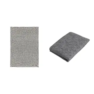 STOPP/TIPHEDE set: rug, flatwoven + rug underlay with anti-slip, black/natural, 155x220 cm