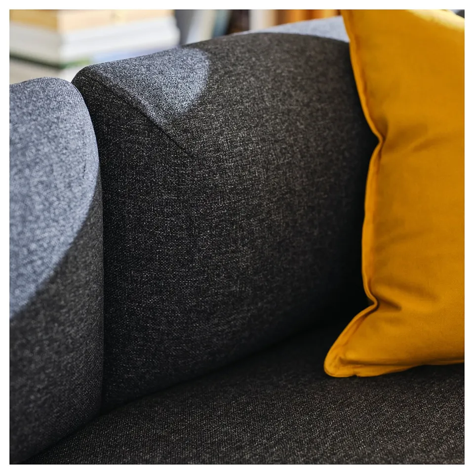 LILLEHEM 4-seat modular sofa with side table, Gunnared dark grey/metal