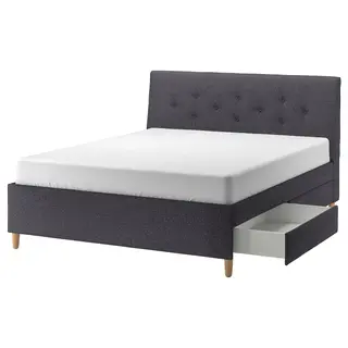 IDANÄS upholstered storage bed, Gunnared dark grey, 180x200 cm