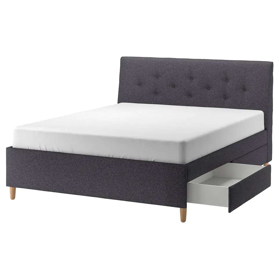 part: IDANÄS upholstered storage bed