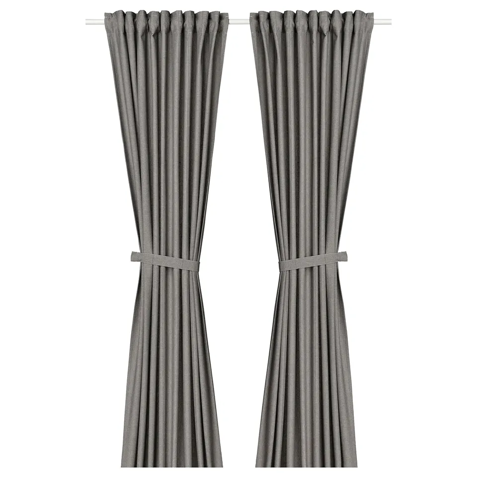 Lenna dark grey curtains with tiebacks