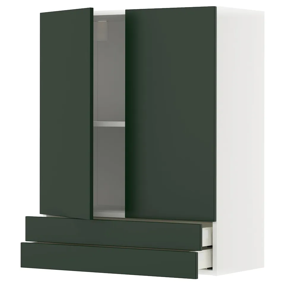 METOD green kitchen unit with drawers