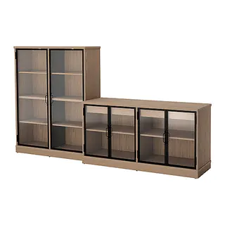 LANESUND set: sideboard + glass-door cabinet, grey-brown, 161x47x81 cm