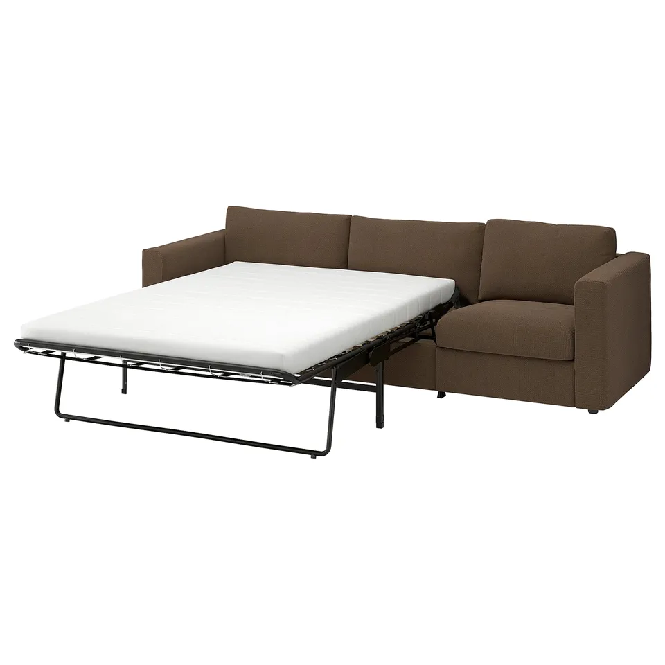 VIMLE 3-seat sofa-bed, Mosshed dark brown