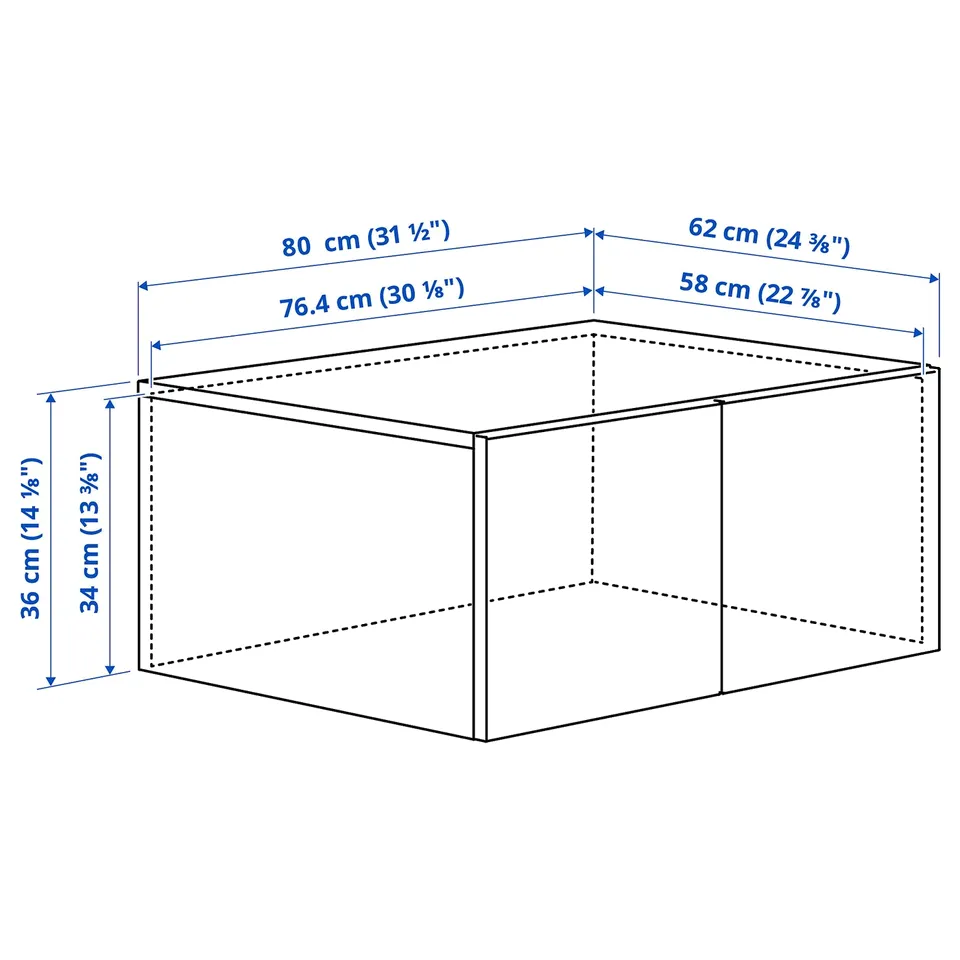 LASTARE Height extension unit with doors, white, 80x62x36 cm
