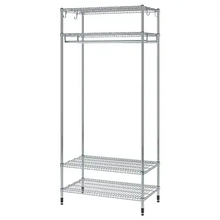 OMAR shelving unit with clothes rail, galvanised, 92x50x201 cm