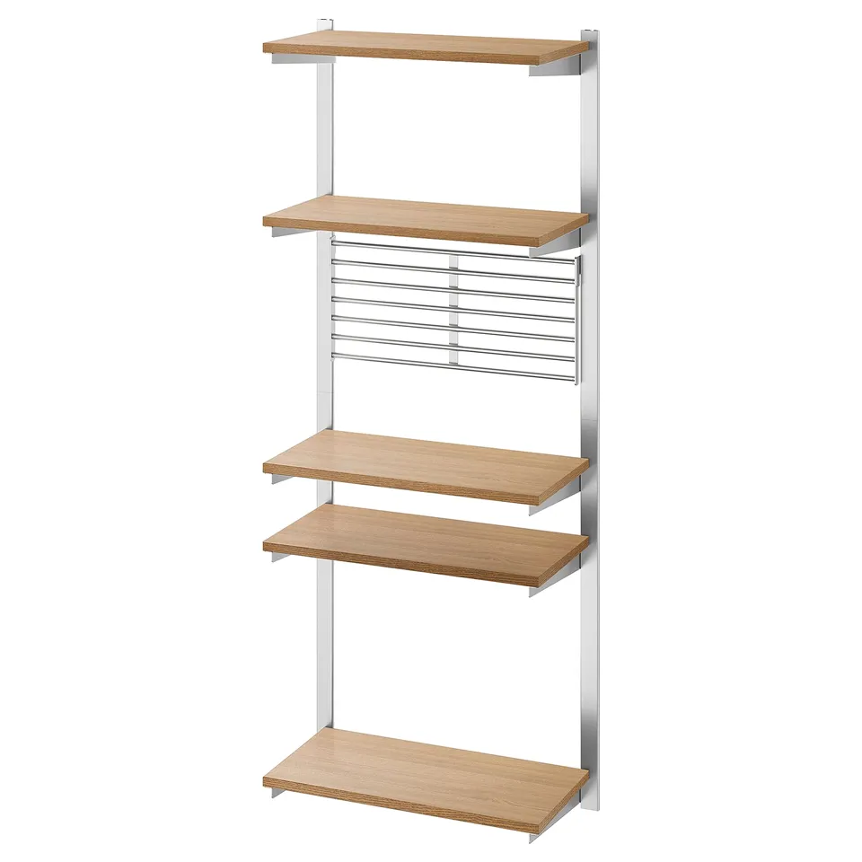 KUNGSFORS wall storage, silver and wood, versatile kitchen organiser.