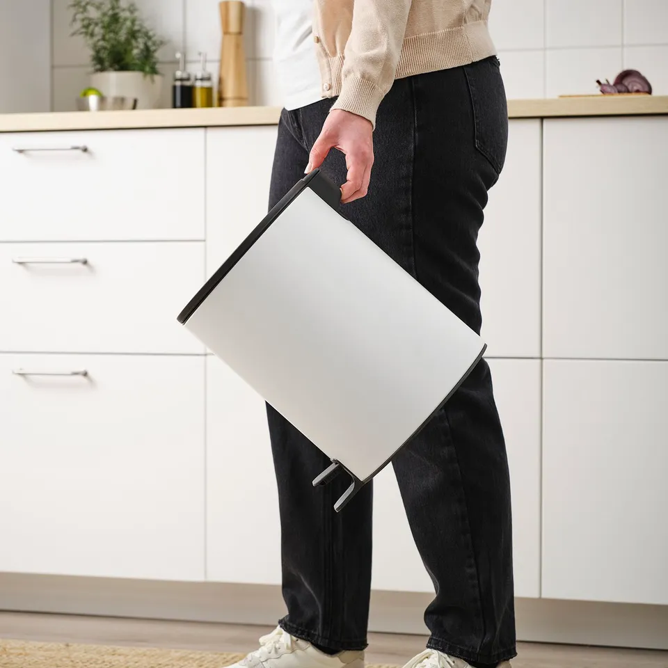 TURRIDNING Pedal bin, white/anthracite, 9 l