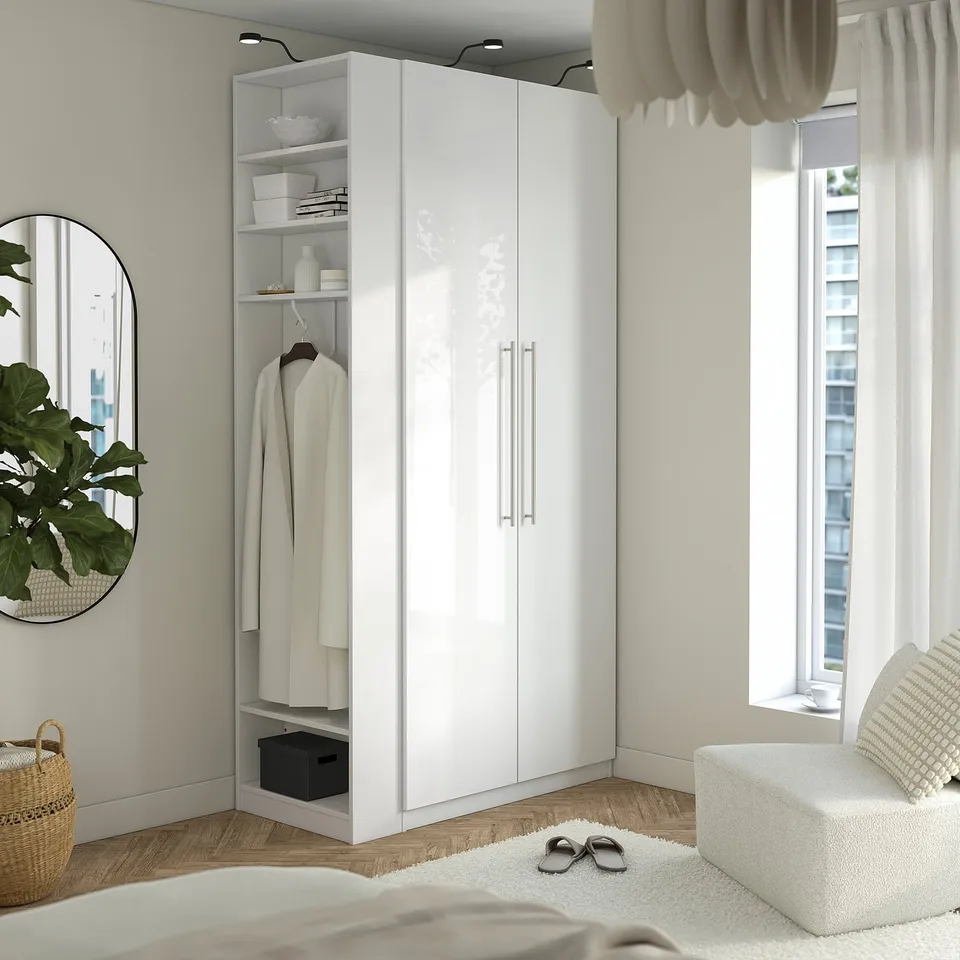 PAX / FARDAL Wardrobe combination, white high-gloss white/white, 120x60x236 cm