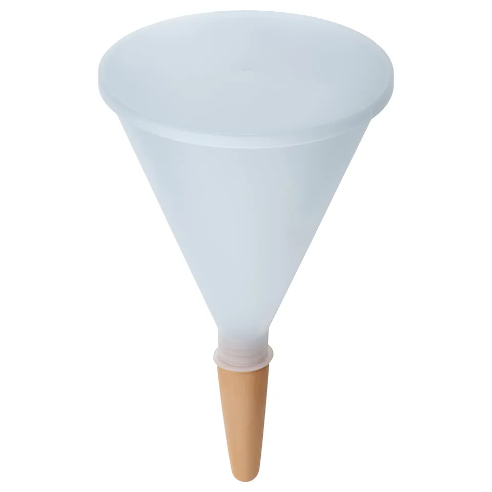 SVÄMSKOG self-watering plant insert; light blue, plastic, cone-shaped with terracotta base, efficient watering tool.