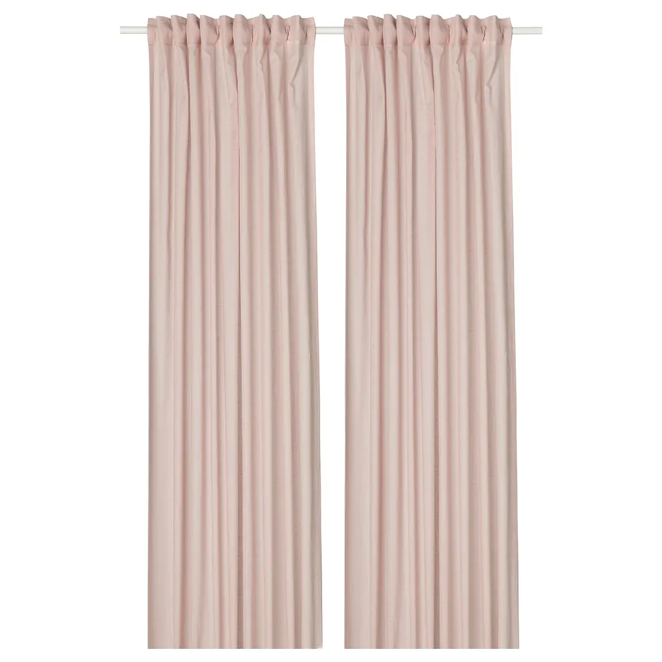 SILVERLÖNN sheer pink curtains, 300cm, cotton and polyester, rectangular with rod pocket design.