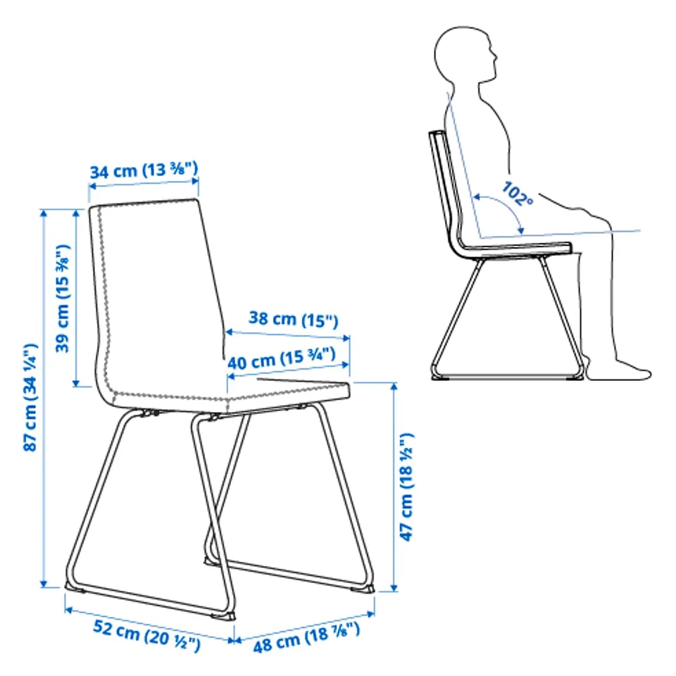 Illustration with measurements for the product: LILLÅNÄS.