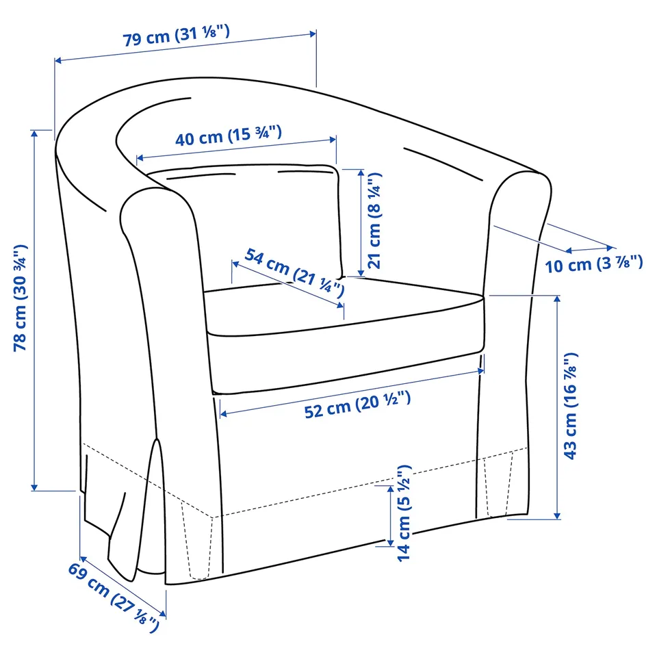 Illustration with measurements for the product: TULLSTA.