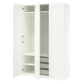 PAX / GRIMO wardrobe combination, white/white, 150x60x236 cm